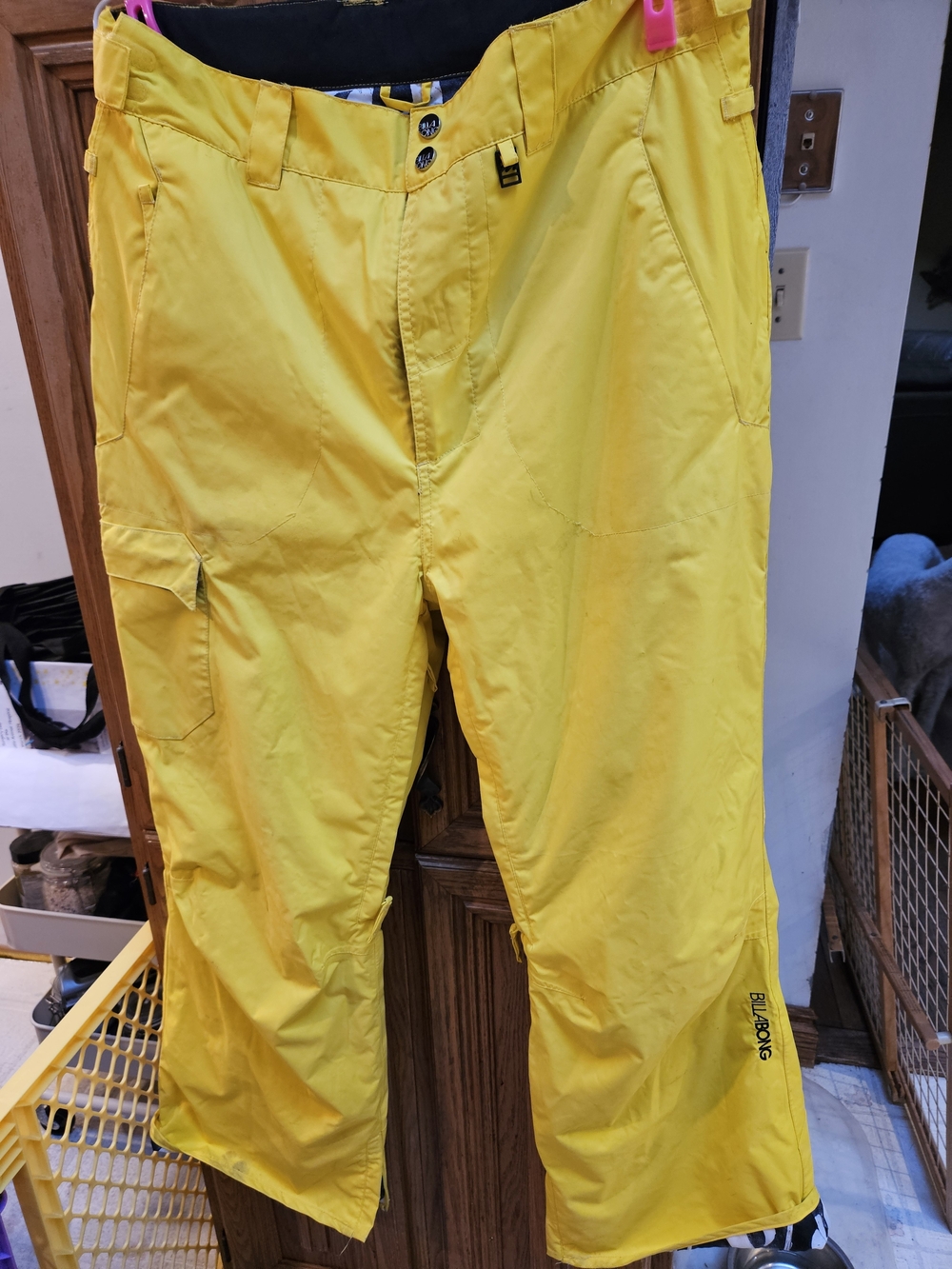 Billabong Men's Bright Yellow Cargo Snow Pants